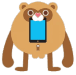 モニタヌキ　ハートネットワークのオリジナルキャラクター、ハートマンとハーコを見守っているお父さん的存在