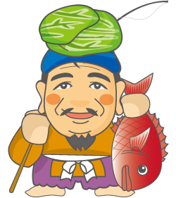 キャベツ神　三津浜焼きイメージキャラクター「三津浜焼き七福人」