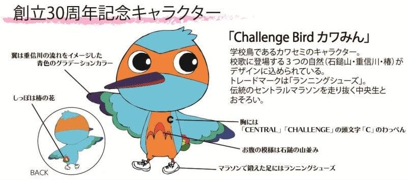 Challenge Bird かわみん　愛媛県立松山中央高等学校マスコットキャラクター