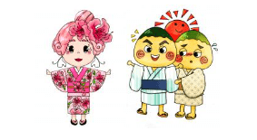 つつじちゃん かさまつ兄弟　今治市立朝倉小学校のキャラクター