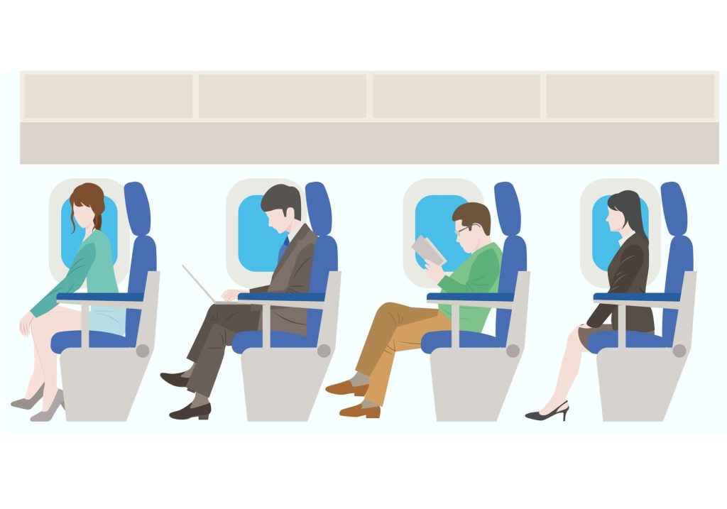 飛行機内