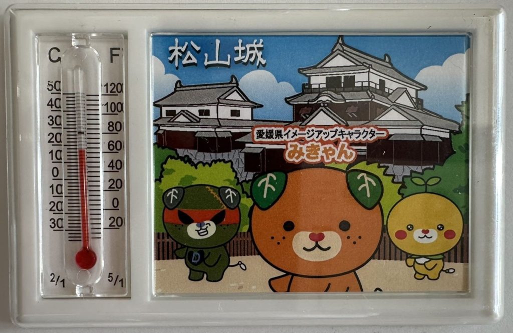 四角温度計付き松山城みきゃんマグネット
