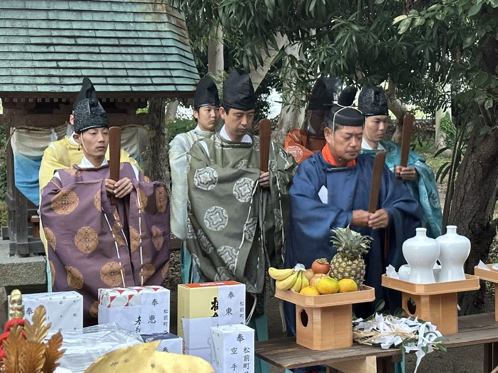 松前秋祭り　神事と鉢合わせ（宮出）　玉生八幡大神社写真