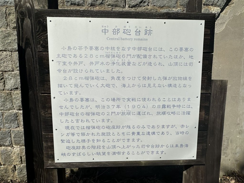 中部砲台跡説明板