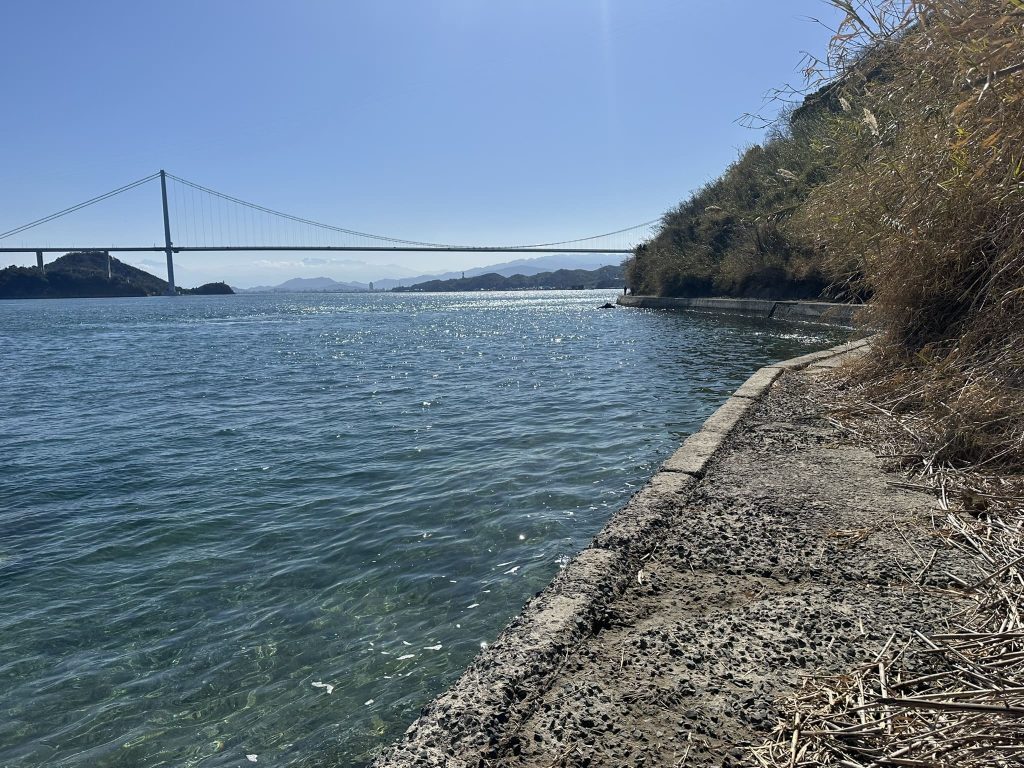 小島の港への帰り道は島の海岸を歩きます