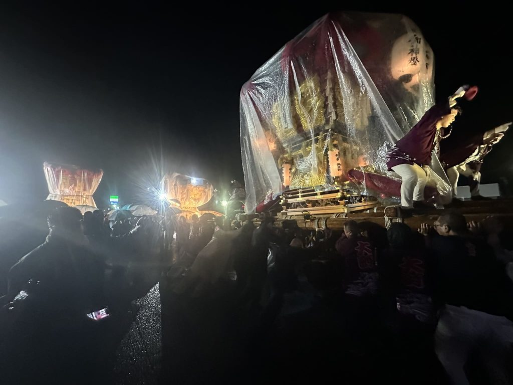 伊予三島秋祭り　豊岡太鼓台統一寄の様子